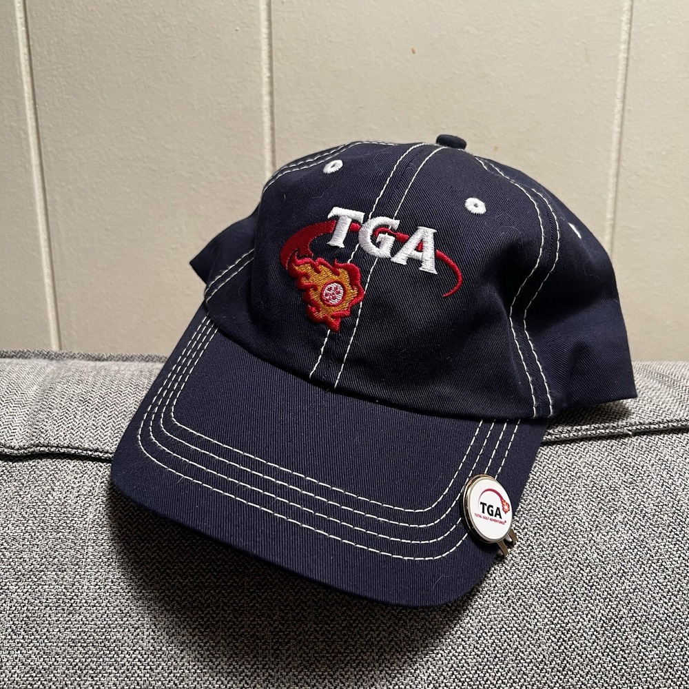TGA Total Golf Adventures Embroidered Flame Logo‎ Hat W/ Ball Marker EUC